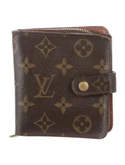 Pre-owned Louis Vuitton 2000 Monogram Pattern Compact Zippé Wallet In Brown