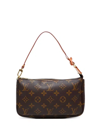 Pre-owned Louis Vuitton 2000 Monogram Pochette Accessoires Handbag In Brown