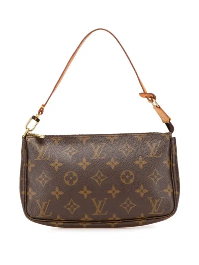 Pre-owned Louis Vuitton 2000 Monogram Pochette Accessoires Shoulder Bag In Brown