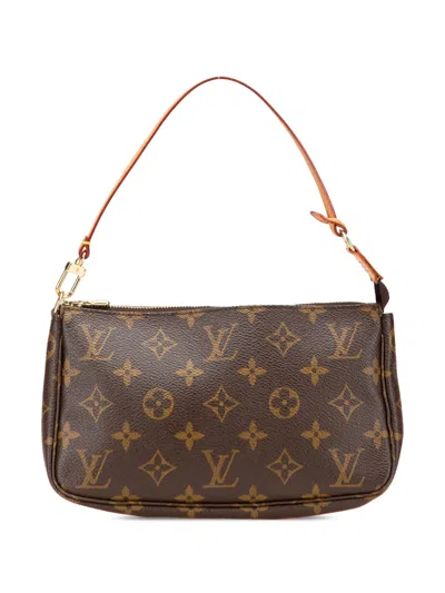 Pre-owned Louis Vuitton 2000 Monogram Pochette Accessoires Shoulder Bag In Brown