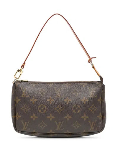 Pre-owned Louis Vuitton 2000 Monogram Pochette Accessoires Shoulder Bag In Brown