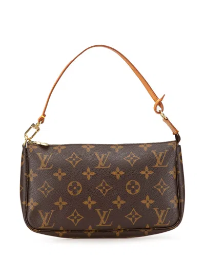 Pre-owned Louis Vuitton 2000 Monogram Pochette Accessoires Shoulder Bag In Brown