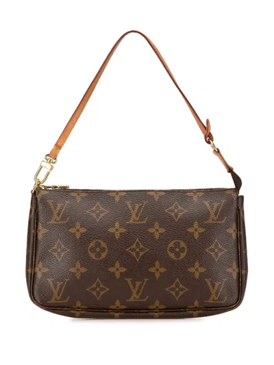 Pre-owned Louis Vuitton 2000 Monogram Pochette Accessoires Shoulder Bag In Brown