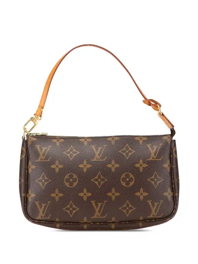 Pre-owned Louis Vuitton 2000 Monogram Pochette Accessoires Shoulder Bag In Brown
