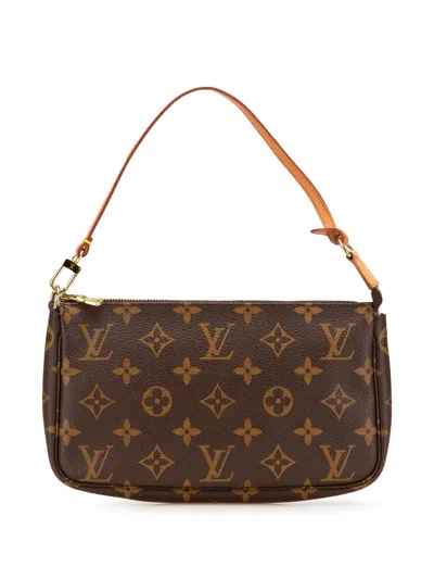 Pre-owned Louis Vuitton 2000 Monogram Pochette Accessoires Shoulder Bag In Brown