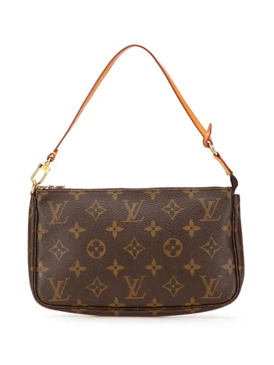Pre-owned Louis Vuitton 2000 Monogram Pochette Accessoires Shoulder Bag In Brown