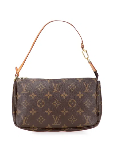 Pre-owned Louis Vuitton 2000 Monogram Pochette Accessoires Shoulder Bag In Brown