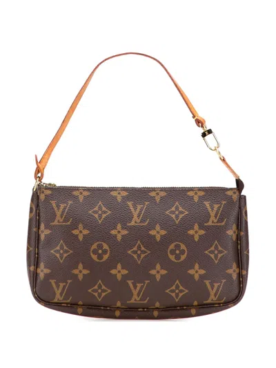Pre-owned Louis Vuitton 2000 Monogram Pochette Accessoires Shoulder Bag In Brown