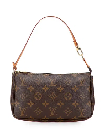 Pre-owned Louis Vuitton 2000 Monogram Pochette Accessoires Shoulder Bag In Brown