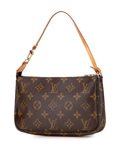 Pre-owned Louis Vuitton 2000 Monogram Pochette Accessoires Shoulder Bag In Brown