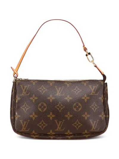 Pre-owned Louis Vuitton 2000 Monogram Pochette Accessoires Shoulder Bag In Brown