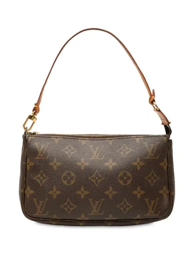 Pre-owned Louis Vuitton 2000 Monogram Pochette Accessoires Shoulder Bag In Brown