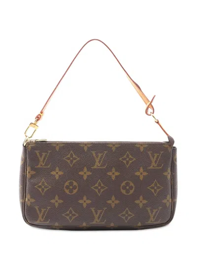 Pre-owned Louis Vuitton 2000 Monogram Pochette Accessoires Shoulder Bag In Brown