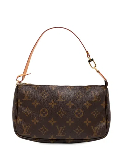 Pre-owned Louis Vuitton 2000 Monogram Pochette Accessoires Shoulder Bag In Brown