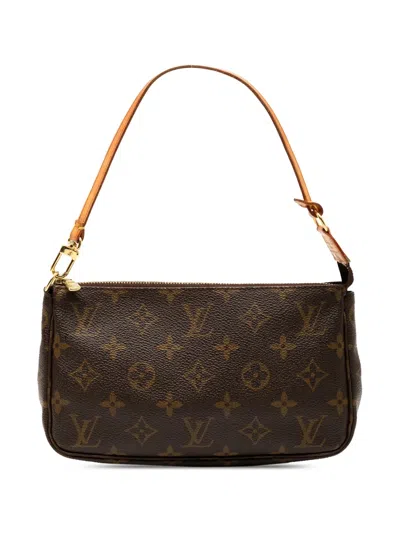 Pre-owned Louis Vuitton 2000 Monogram Pochette Accessoires Shoulder Bag In Brown