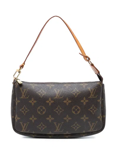 Pre-owned Louis Vuitton 2000 Monogram Pochette Accessoires Shoulder Bag In Brown