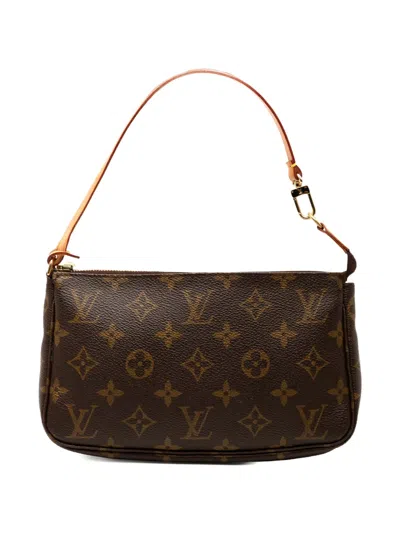 Pre-owned Louis Vuitton 2000 Monogram Pochette Accessoires Shoulder Bag In Brown