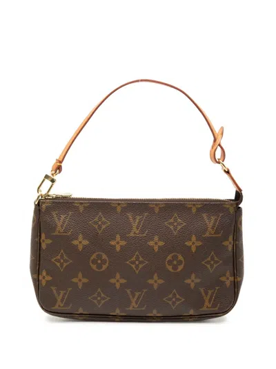 Pre-owned Louis Vuitton 2000 Monogram Pochette Accessoires Shoulder Bag In Brown