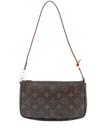Pre-owned Louis Vuitton 2000 Monogram Pochette Accessoires Shoulder Bag In Brown