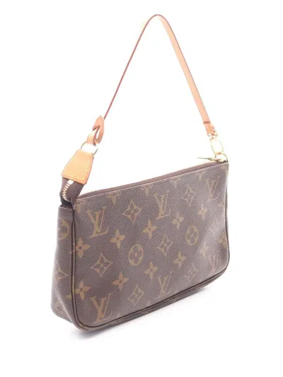 Pre-owned Louis Vuitton 2000 Monogram Pochette Accessoires Shoulder Bag In Brown