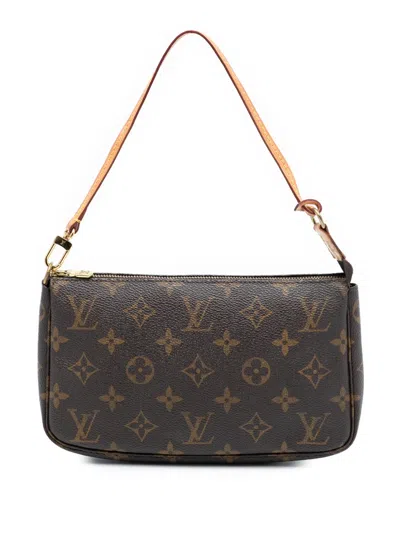 Pre-owned Louis Vuitton 2000 Monogram Pochette Accessoires Shoulder Bag In Brown