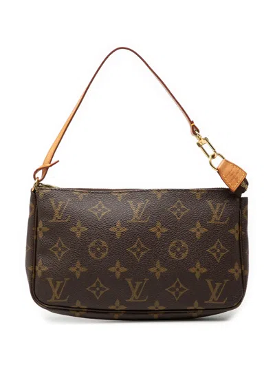Pre-owned Louis Vuitton 2000 Monogram Pochette Accessoires Shoulder Bag In Brown
