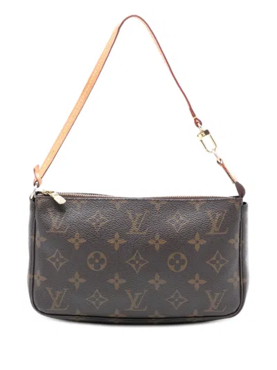 Pre-owned Louis Vuitton 2000 Monogram Pochette Accessoires Shoulder Bag In Brown