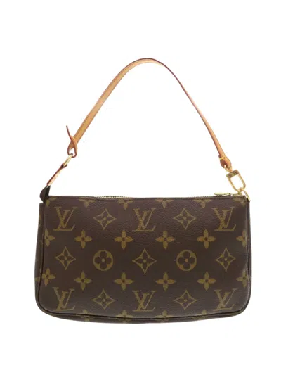 Pre-owned Louis Vuitton 2000 Monogram Pochette Accessoires Shoulder Bag In Brown