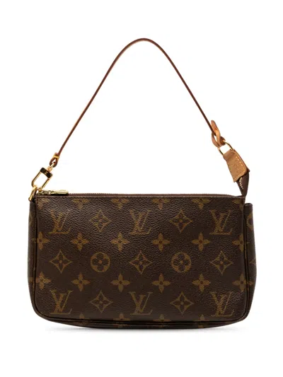 Pre-owned Louis Vuitton 2000 Monogram Pochette Accessoires Shoulder Bag In Brown