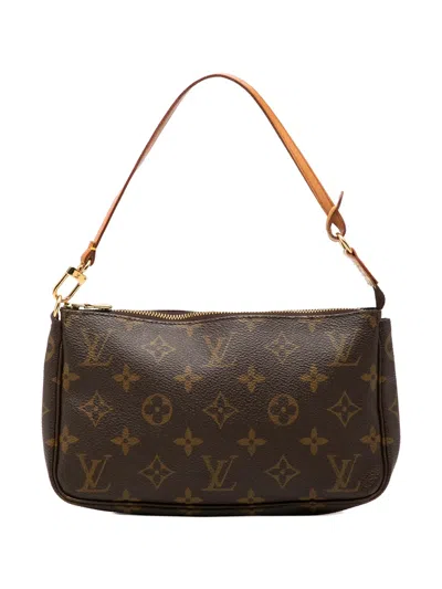 Pre-owned Louis Vuitton 2000 Monogram Pochette Accessoires Shoulder Bag In Brown