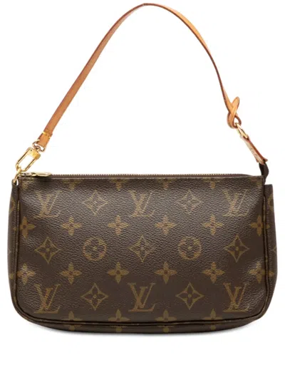 Pre-owned Louis Vuitton 2000 Monogram Pochette Accessoires Shoulder Bag In Brown