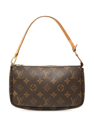 Pre-owned Louis Vuitton 2000 Monogram Pochette Accessoires Shoulder Bag In Brown