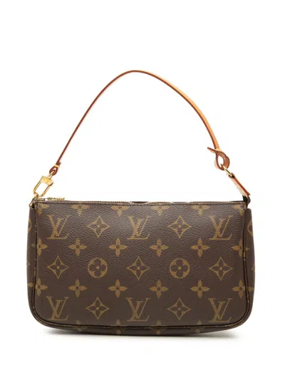 Pre-owned Louis Vuitton 2000 Monogram Pochette Accessoires Shoulder Bag In Brown