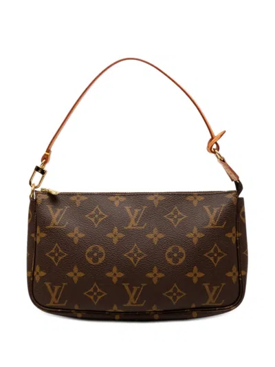 Pre-owned Louis Vuitton 2000 Monogram Pochette Accessoires Shoulder Bag In Brown