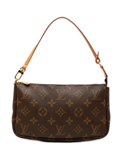 Pre-owned Louis Vuitton 2000 Monogram Pochette Accessoires Shoulder Bag In Brown