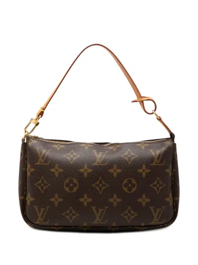 Pre-owned Louis Vuitton 2000 Monogram Pochette Accessoires Shoulder Bag In Brown