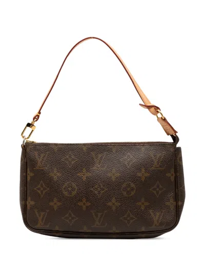 Pre-owned Louis Vuitton 2000 Monogram Pochette Accessoires Shoulder Bag In Brown