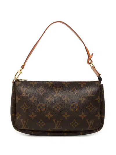 Pre-owned Louis Vuitton 2000 Monogram Pochette Accessoires Shoulder Bag In Brown