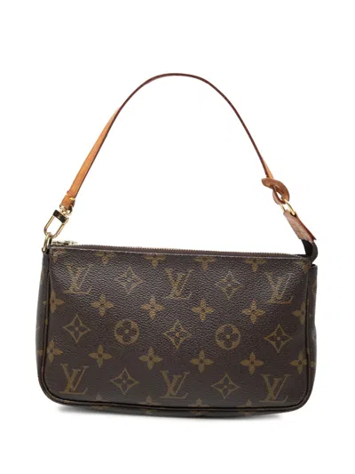 Pre-owned Louis Vuitton 2000 Monogram Pochette Accessoires Shoulder Bag In Brown