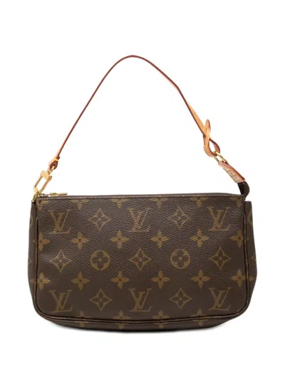 Pre-owned Louis Vuitton 2000 Monogram Pochette Accessoires Shoulder Bag In Brown