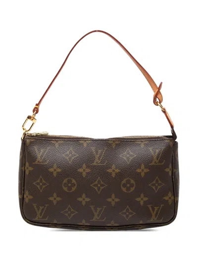 Pre-owned Louis Vuitton 2000 Monogram Pochette Accessoires Shoulder Bag In Brown