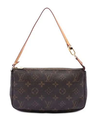 Pre-owned Louis Vuitton 2000 Monogram Pochette Accessoires Shoulder Bag In Brown