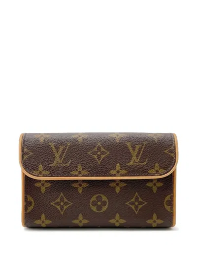 Pre-owned Louis Vuitton 2000 Monogram Pochette Florentine Belt Bag In Brown