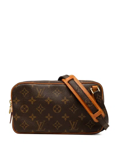 Pre-owned Louis Vuitton 2000 Monogram Pochette Marly Bandouliere Crossbody Bag In Brown