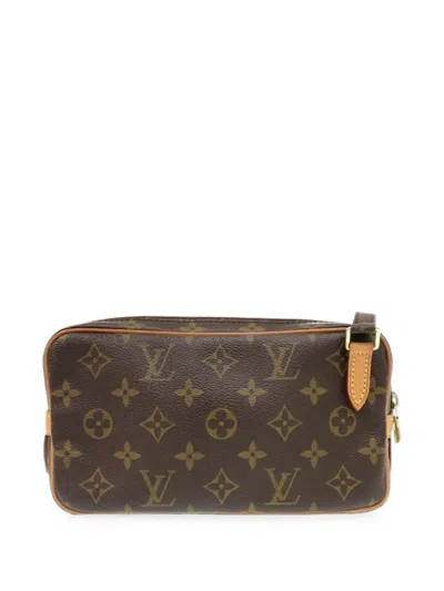 Pre-owned Louis Vuitton 2000 Monogram Pochette Marly Bandouliere Crossbody Bag In Brown