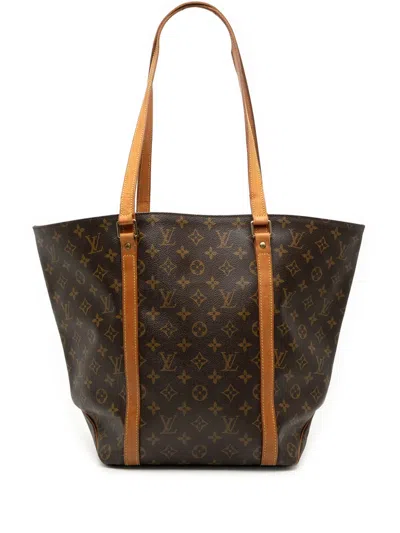Pre-owned Louis Vuitton 2000 Monogram Sac Shopping Tote Bag In Brown