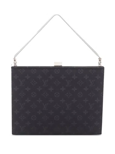 Pre-owned Louis Vuitton 2000 Monogram Satin Ange Pm Handbag In Black