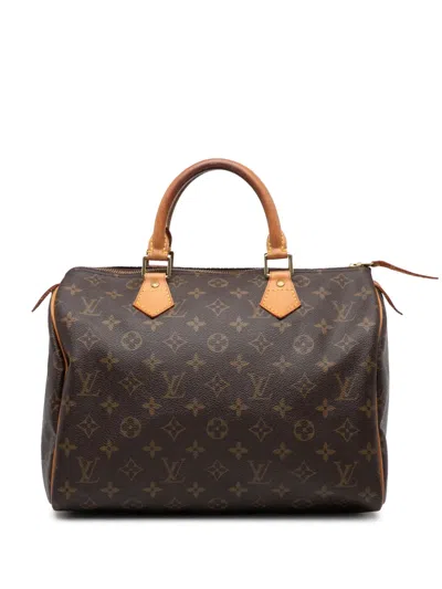 Pre-owned Louis Vuitton 2000 Monogram Speedy 30 Boston Bag In Brown