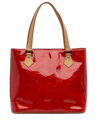 Pre-owned Louis Vuitton 2000 Monogram Vernis Houston Tote Bag In Red