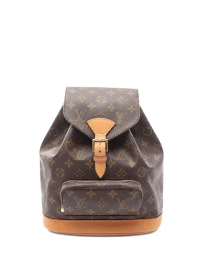 Pre-owned Louis Vuitton 2000 Montsouris Mm Monogram Leather Backpack In Brown